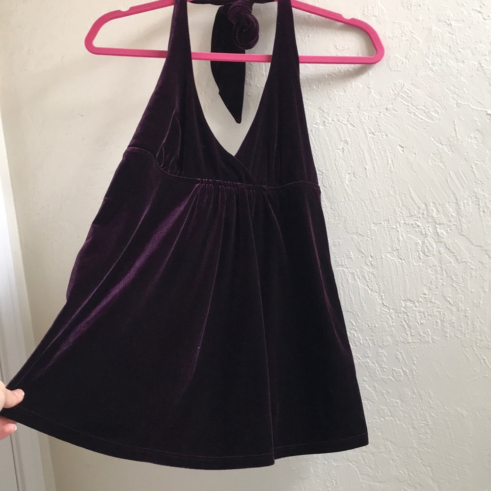 Michael Stars dark purple velvet halter top